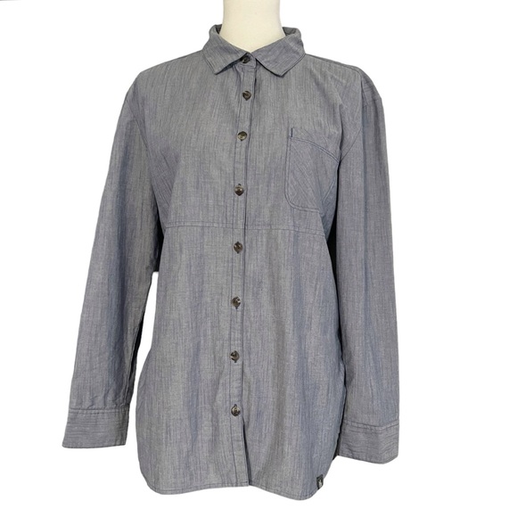 The North Face Women’s‎ Blue Chambray Long Sleeve Button Down Top Tunic - Picture 1 of 12
